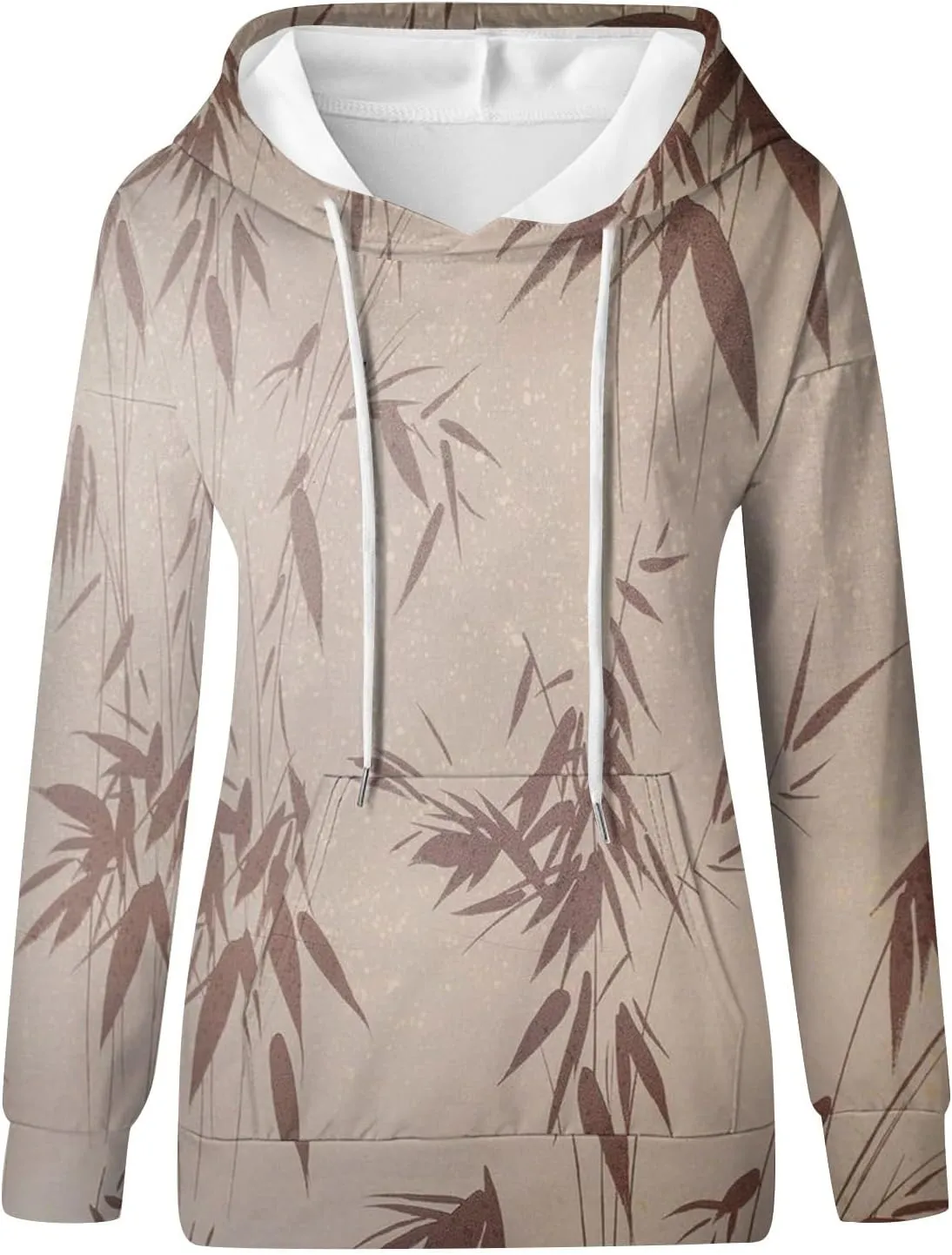 Womens Hoodies Casual Long Sleeve Drawstring Plaid Print Pullover Tops Loose Hooded Sweatshirt with Pocket