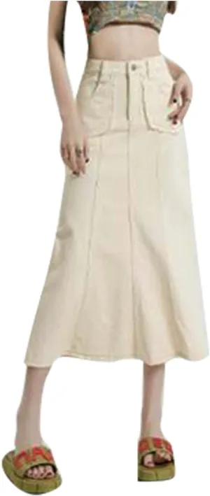 Women's Loose and Versatile Slim Fishtail Denim Skirt Mini Skirt Plaid Pleated