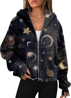 Womens Plus Size Sweatshirt Full Zipper Long Sleeve Coats Thumb Hole Zip Up Hoodie Solid Color Pullover with Pockets
