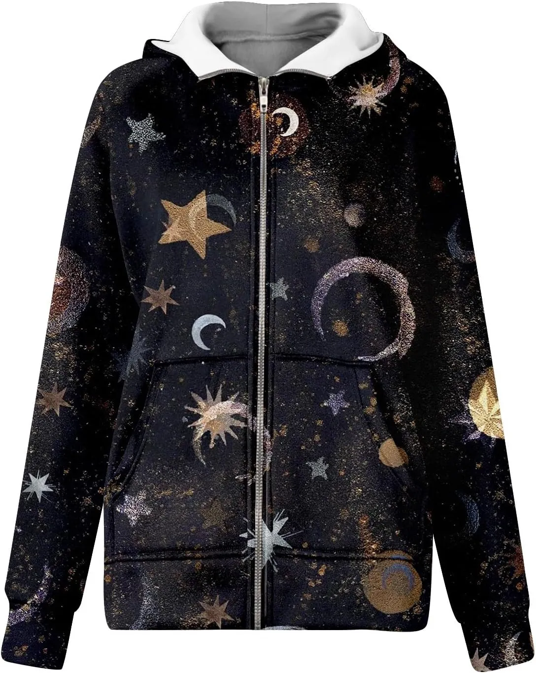 Womens Plus Size Sweatshirt Full Zipper Long Sleeve Coats Thumb Hole Zip Up Hoodie Solid Color Pullover with Pockets