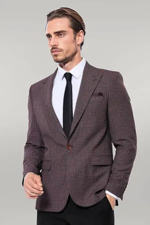 WSS Gingham Slim Fit Single Button Black Men Blazer  - Singen
