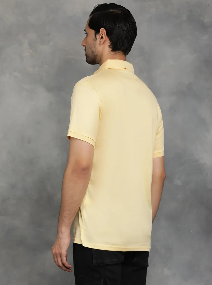 Yellow Solid Regular Fit Polo T-Shirt | JadeBlue