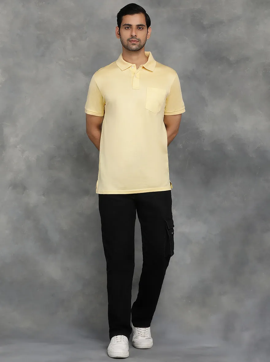 Yellow Solid Regular Fit Polo T-Shirt | JadeBlue