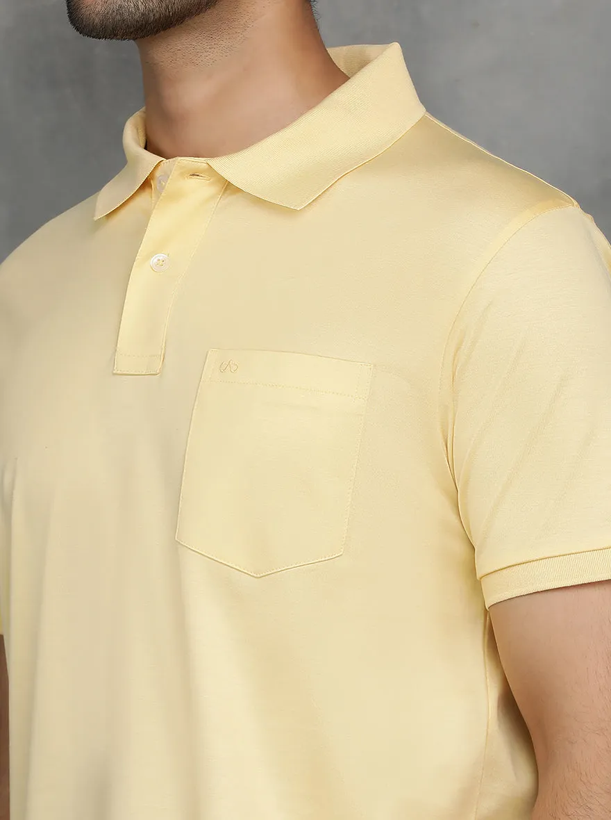 Yellow Solid Regular Fit Polo T-Shirt | JadeBlue
