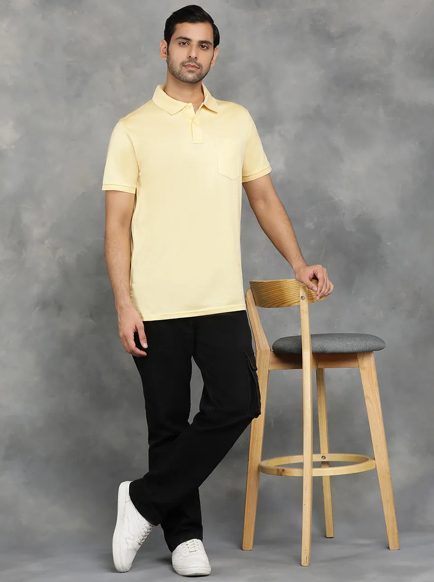 Yellow Solid Regular Fit Polo T-Shirt | JadeBlue